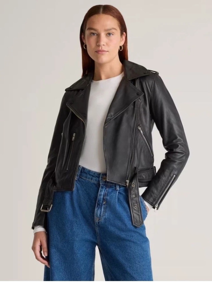 Quince 100% Sheep Leather Motorcycle Jacket Black Sz M New